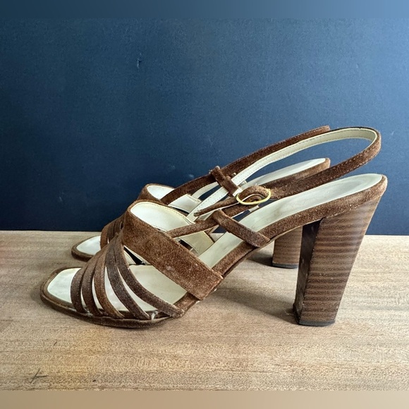Women’s 70’s Vintage Easton’s Made in Italy Suede Leather Retro Block Heels - Picture 1 of 9